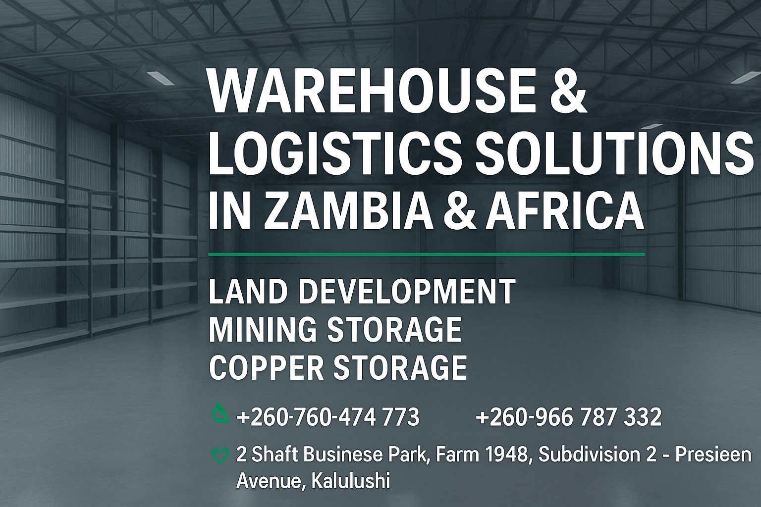 Modern industrial storage yard and development land in Kalulushi Zambia